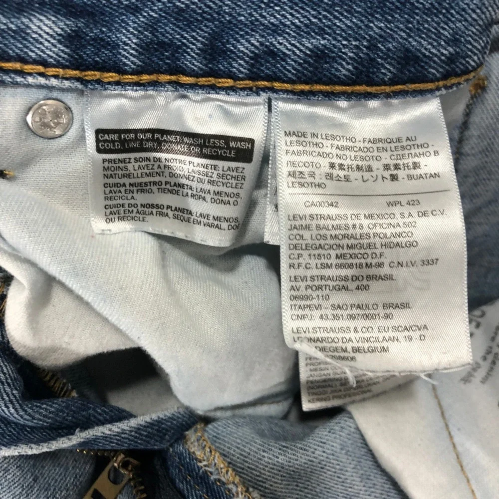 Levis 505 Regular Fit Straight Leg‎ Light Wash Blue Denim Jeans Mens W33 L30